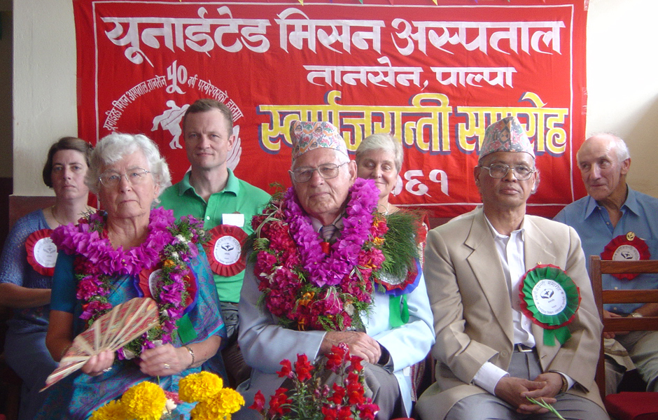 Dr Carl and Betty Anne Friedericks at the 50th anniversary celebration of Tansen Hospital in 2004.